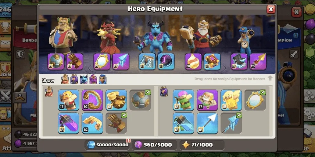 COC536 TH17 ALLMAXED HERO ALLMAXED EQUIPMENT GACOR STRONG TROOPS PETS MAXED BASE (G)